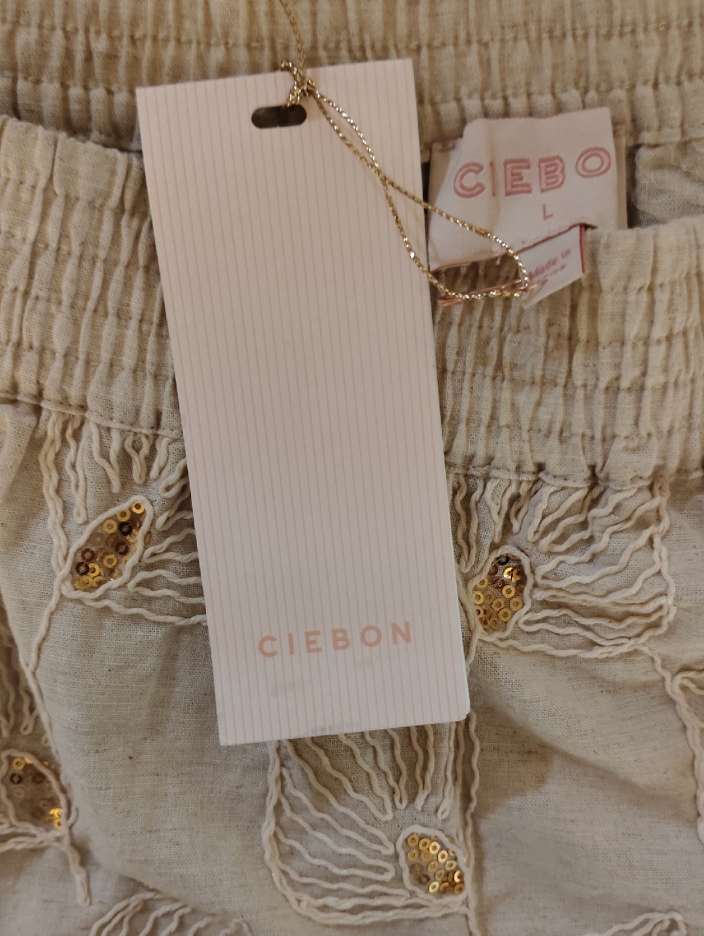 Ciebon Elmira Sequin Linen & Cotton Miniskirt. Size L - Picture 8 of 11